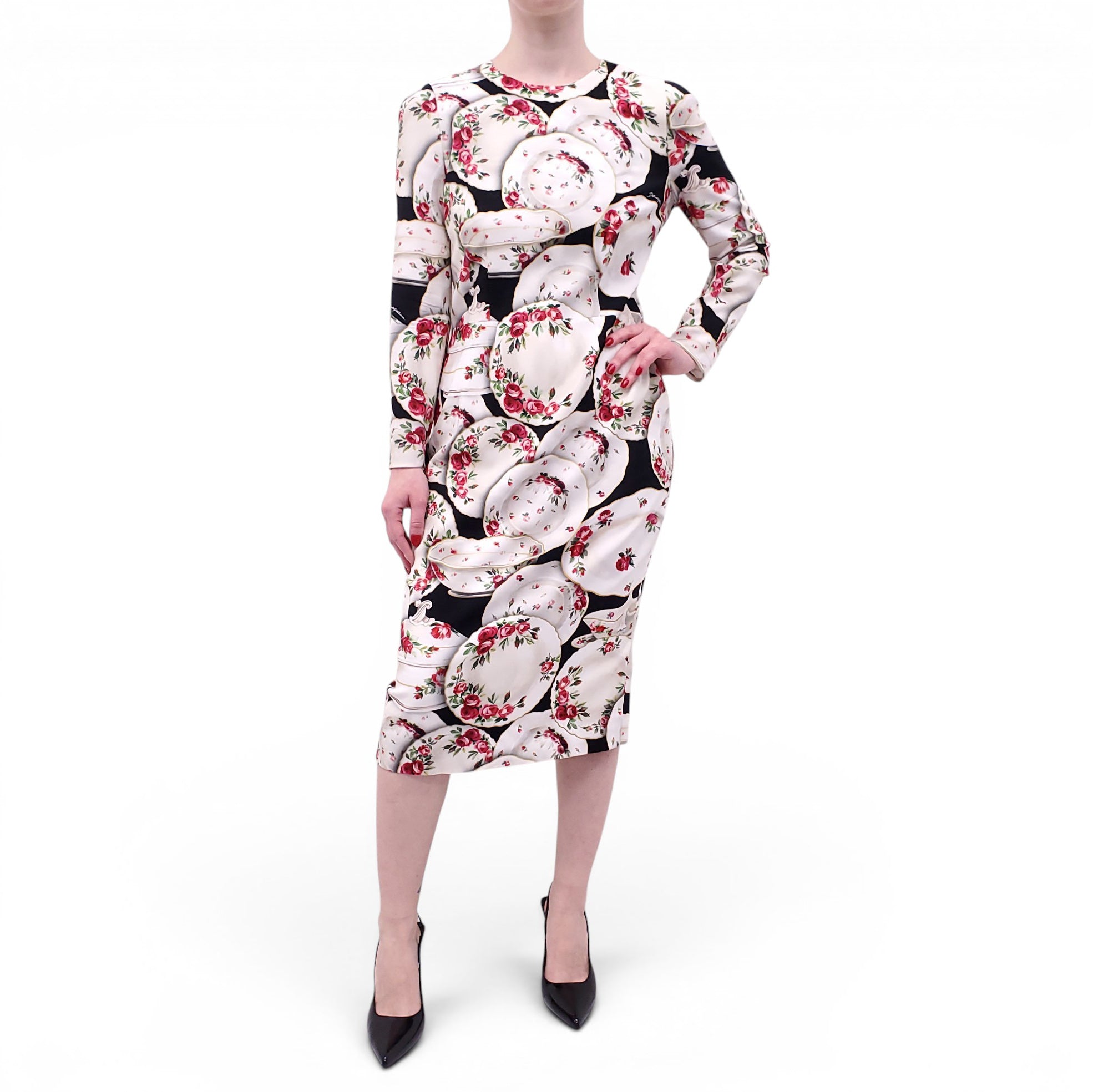DOLCE & GABBANA CHINA TABLEWEAR PATTERNED DRESS - SIZE 46 – Rewind 