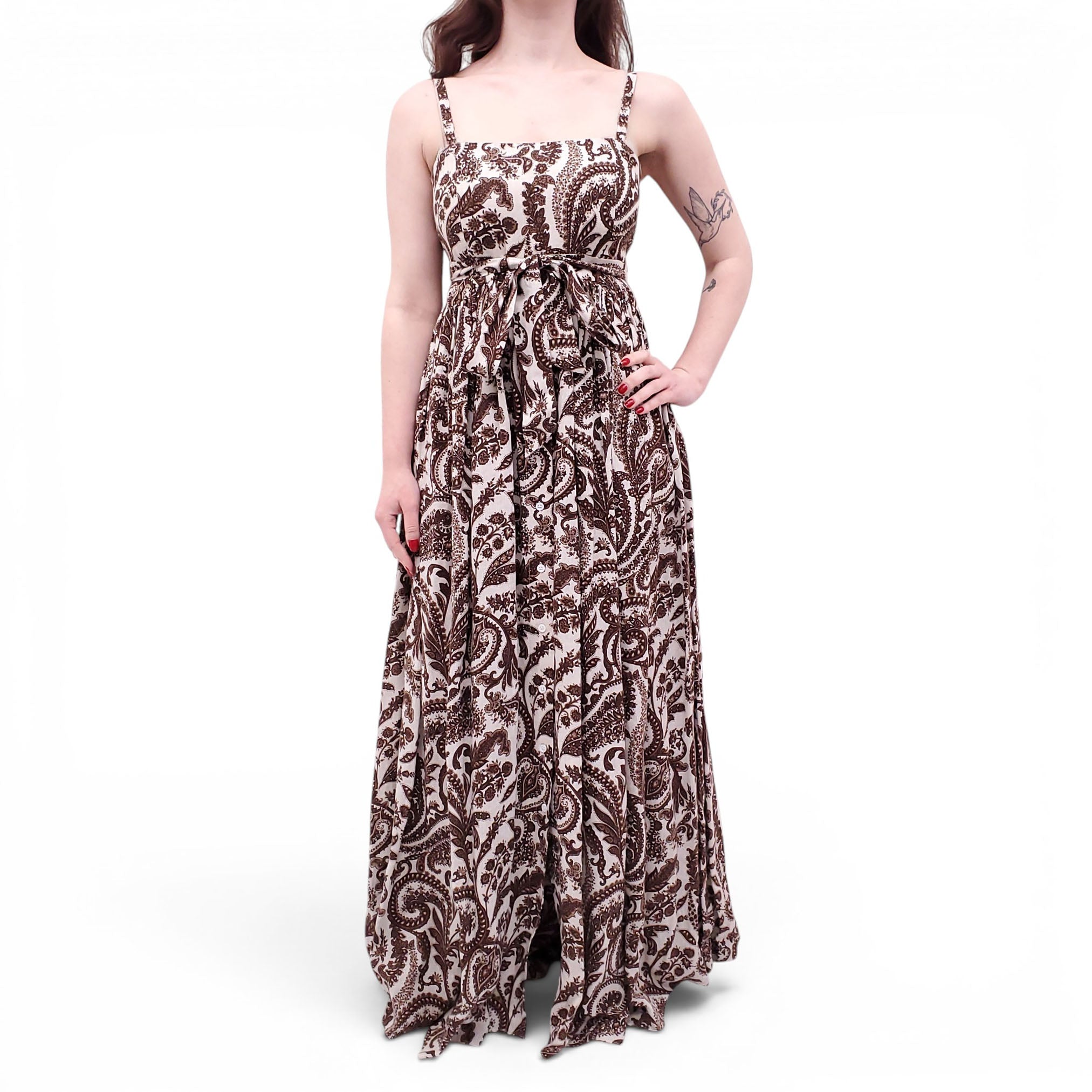 ROSIE ASSOULIN CREAM AND BROWN PAISLEY DRESS