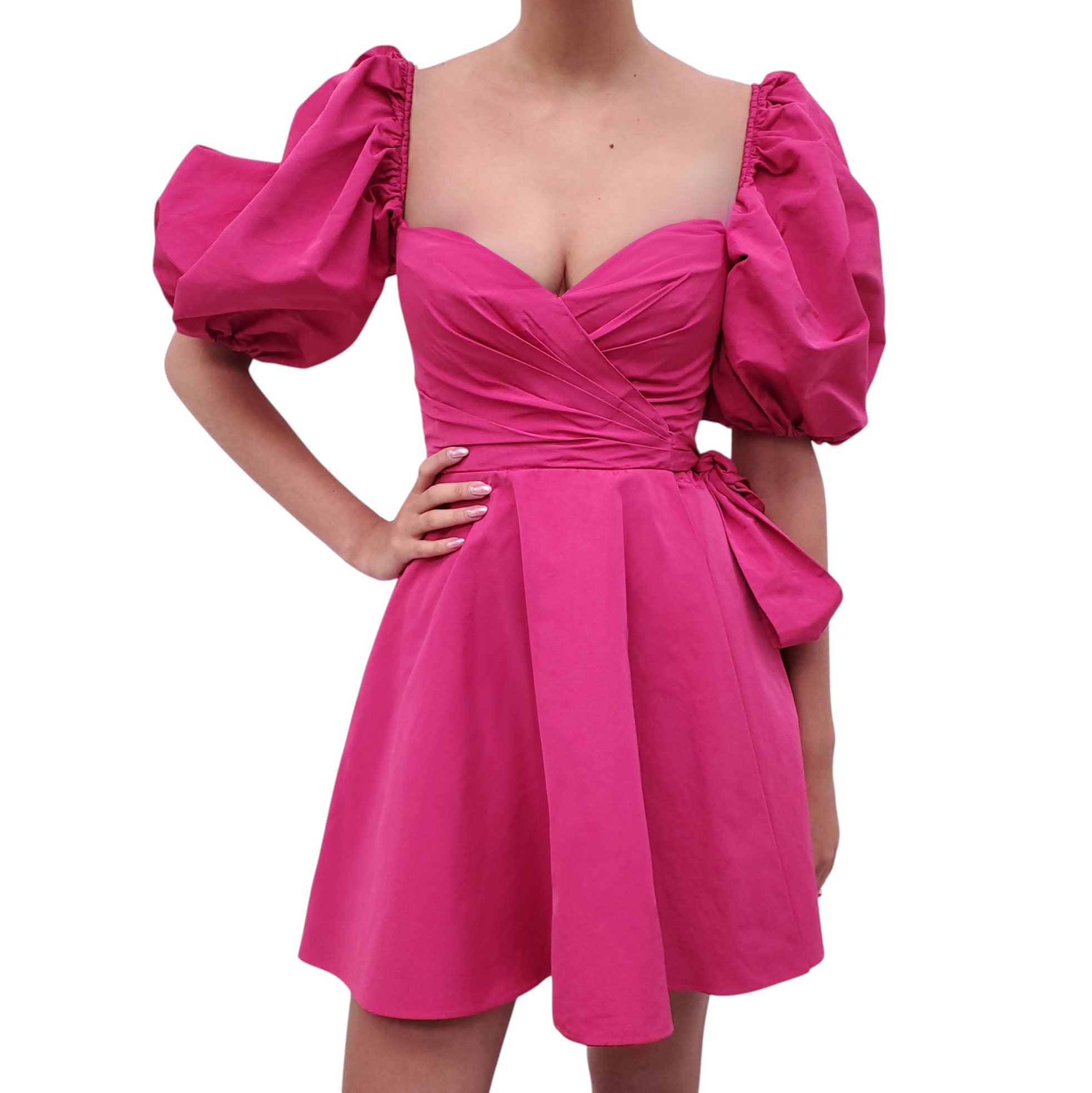 valentino hot pink dress Valentino - Hot Pink Wool Crepe Mini Dress
