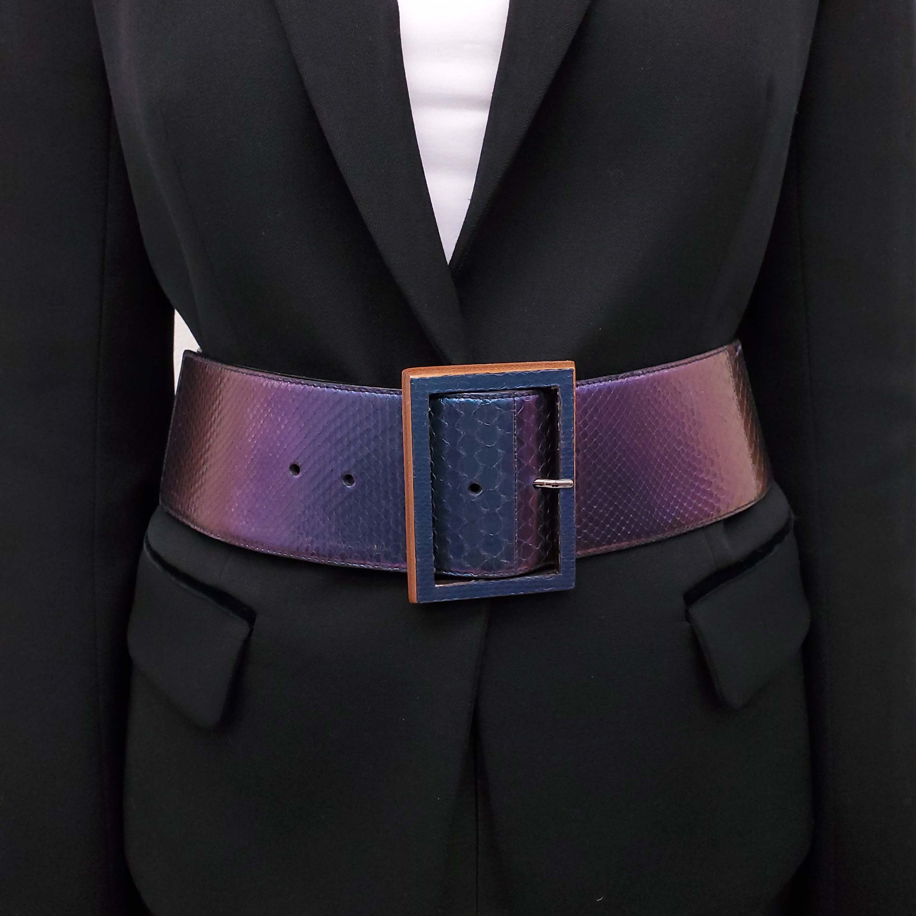 SALVATORE FERRAGAMO PURPLE SNAKESKIN LARGE WAIST BELT - SIZE 