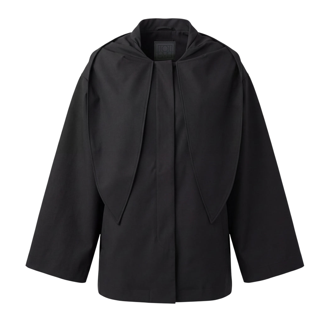 TOTÊME BLACK WINDBREAKER WITH SCARF DETAIL - SIZE 34 (VERY OVERSIZED)