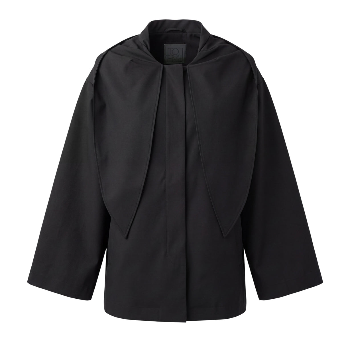 TOTÊME BLACK WINDBREAKER WITH SCARF DETAIL - SIZE 34 (VERY OVERSIZED)