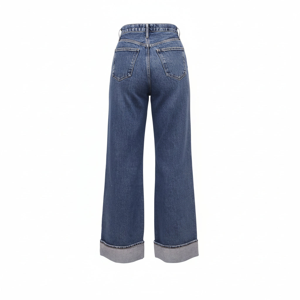 AGOLDE ‘DAME’ WIDE LEG CUFFED JEANS - SIZE 24