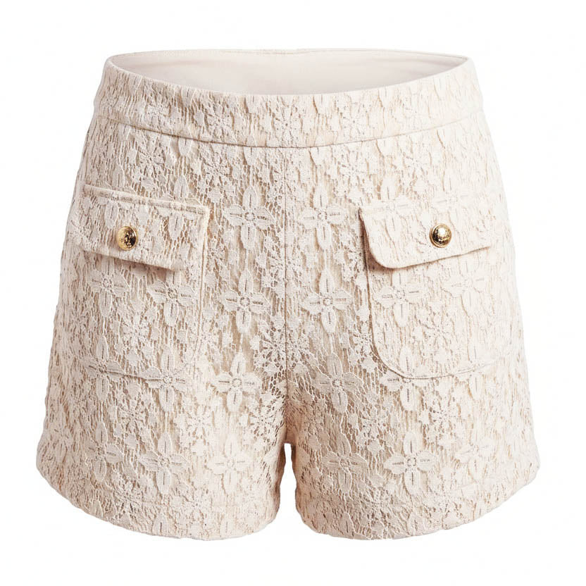 CELINE LACE SHORTS WITH TRIOMPHE LOGO - SIZE 34