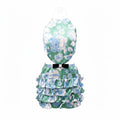 SHUSHU/TONG GREEN AND BLUE FLORAL CUT OUT HALTER RUFFLED DRESS