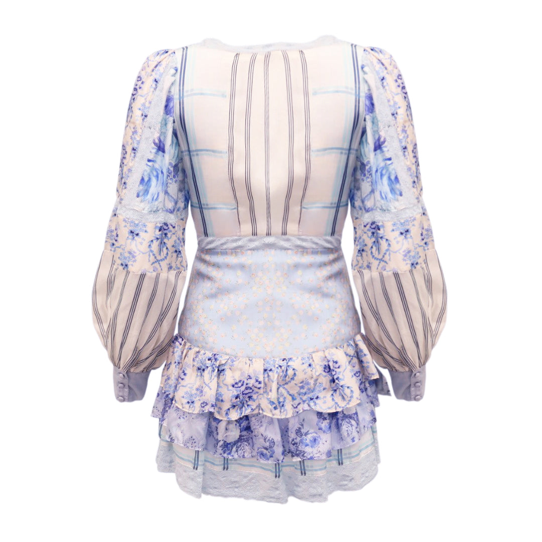 LOVESHACKFANCY 'SIENNE DRESS' IN 'OCEAN SPRAY MIST PRINT MIX' - SIZE 2