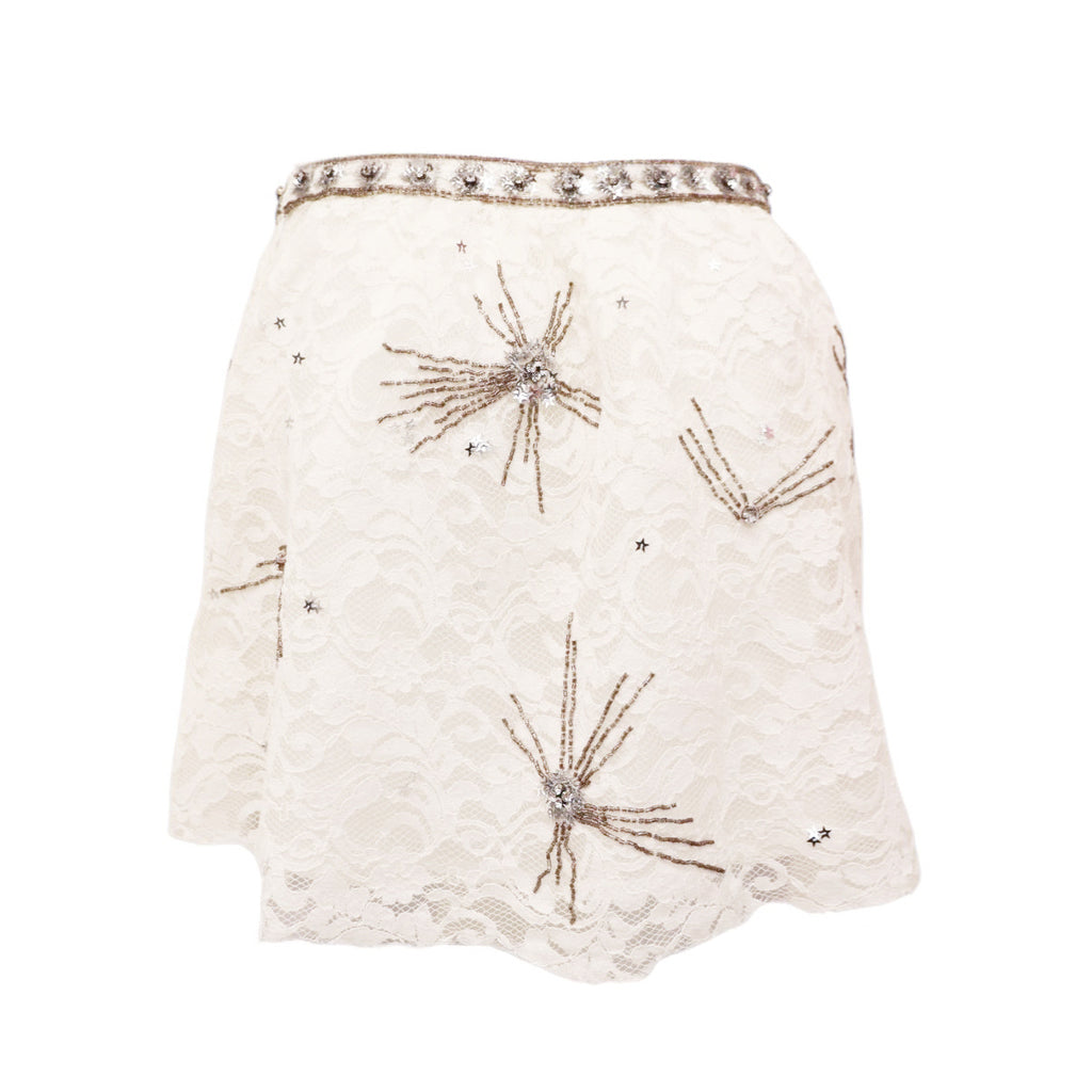 LOVESHACKFANCY 'KEZIA SKIRT' IN 'TRUE WHITE' - SIZE 6