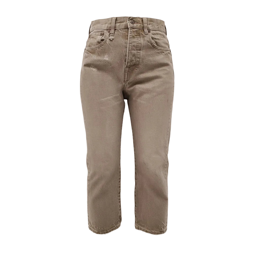 R13 'TAILORED DROP’ JEANS IN MOSS GREEN - SIZE 24