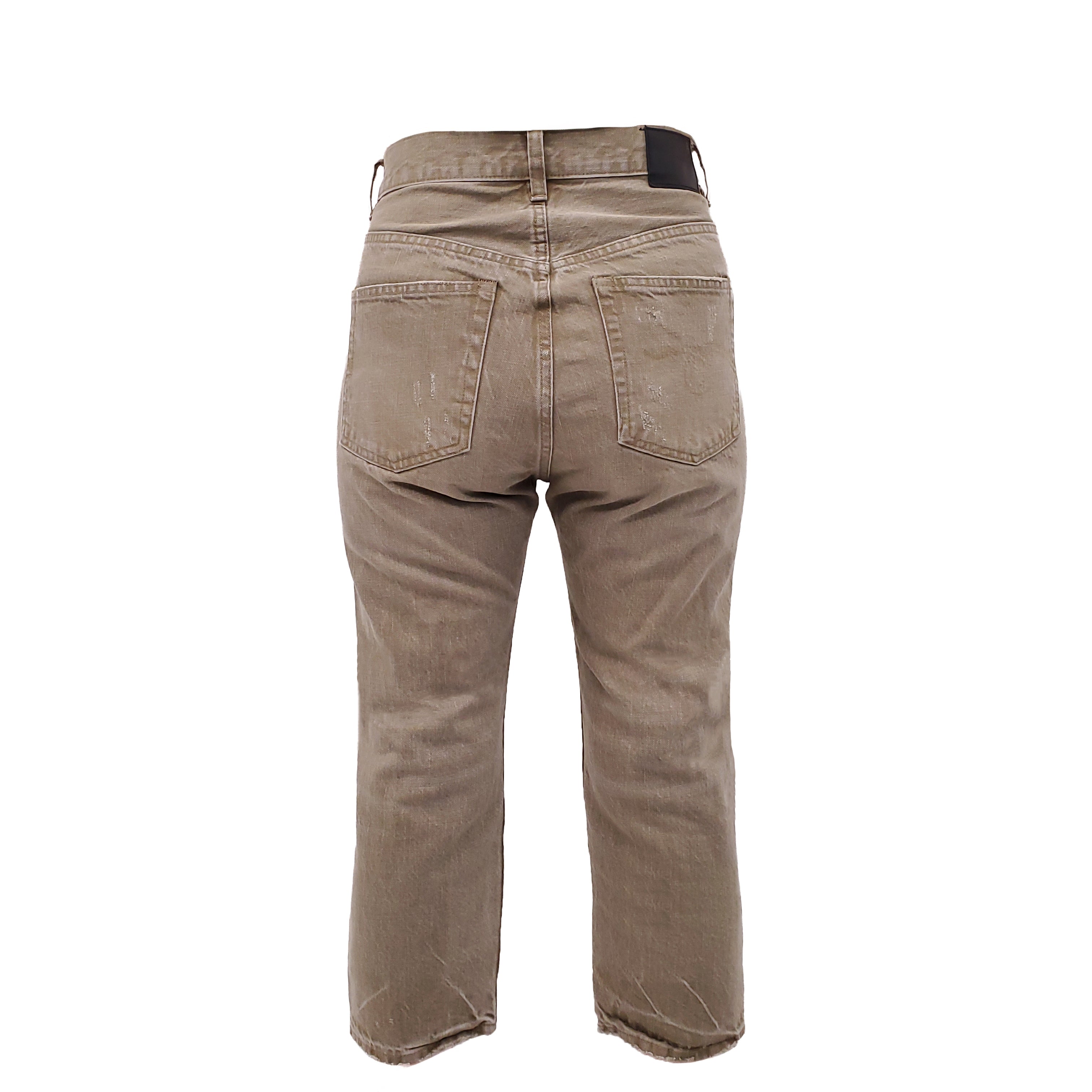 R13 'TAILORED DROP’ JEANS IN MOSS GREEN - SIZE 24