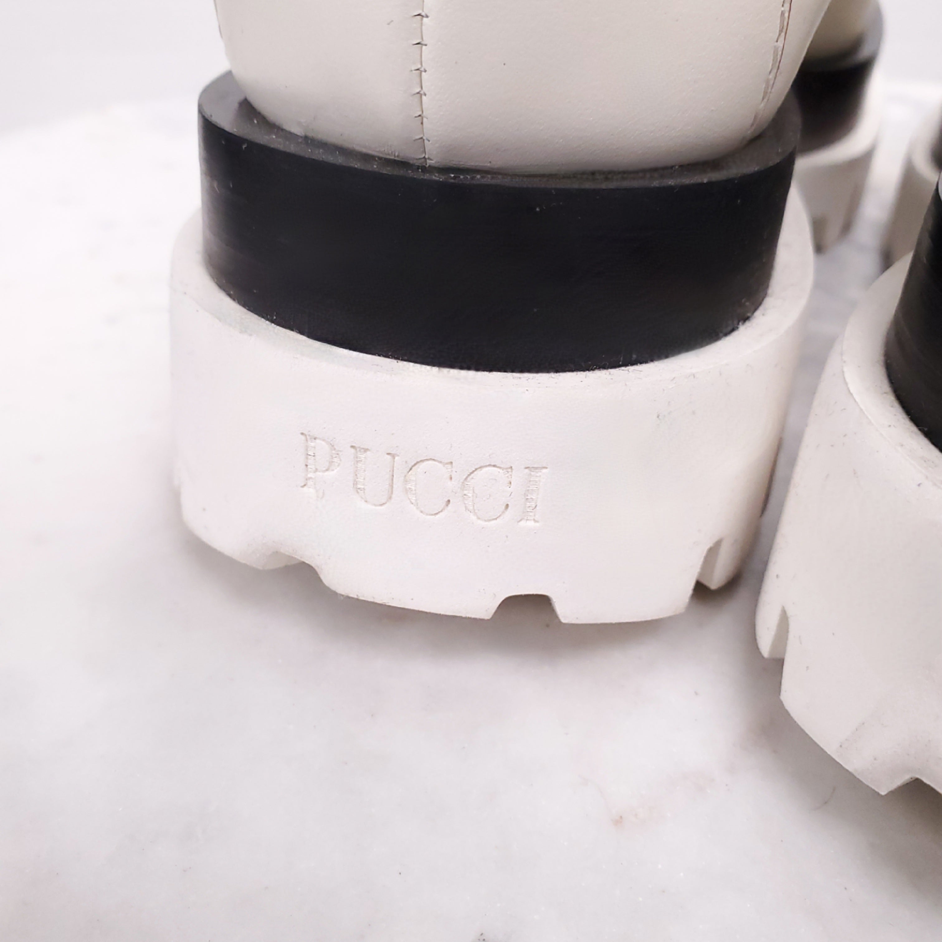 EMILIO PUCCI WHITE MOTO BOOTS - SIZE 39