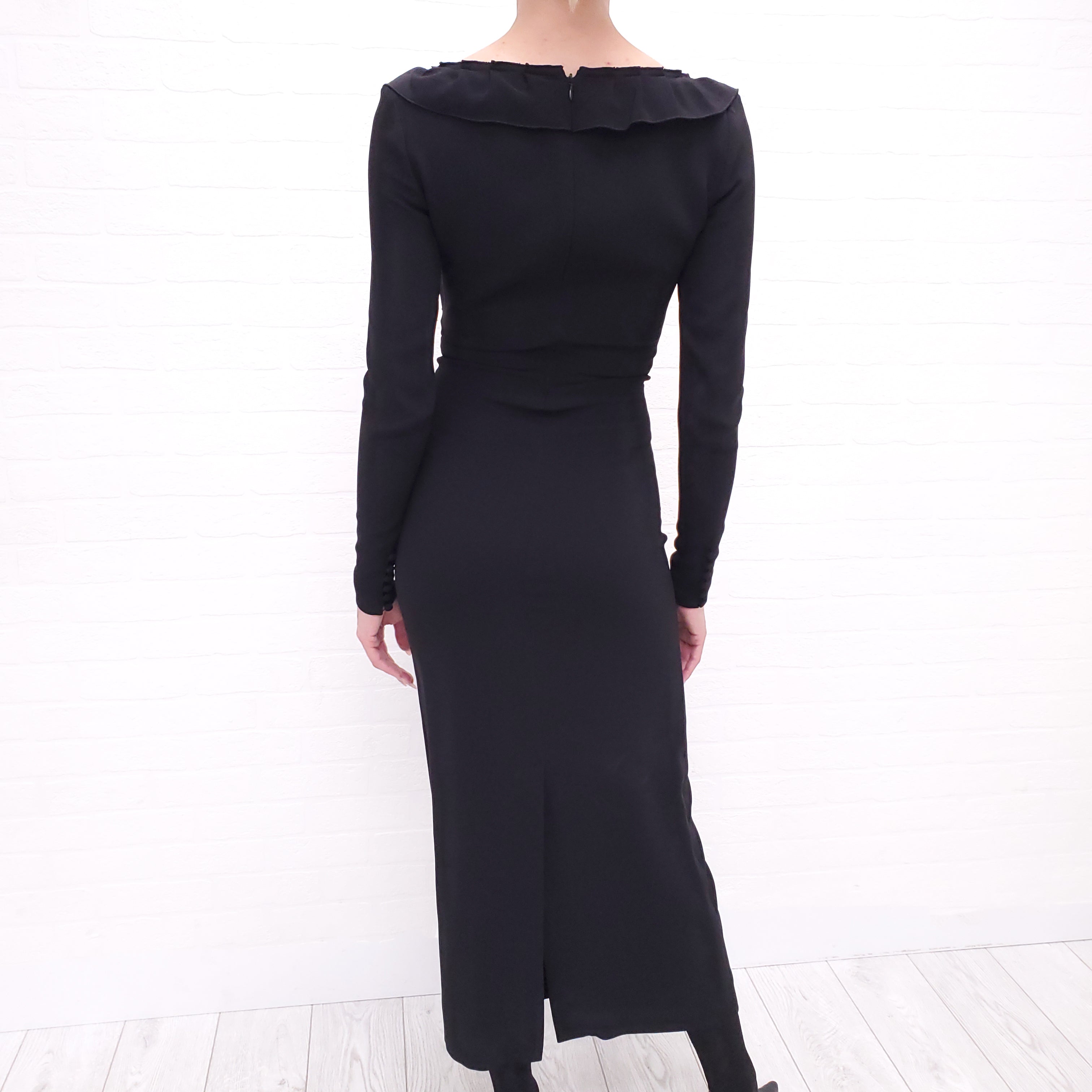 ALESSANDRA RICH BLACK DRESS WITH STRIPES - SIZE 0