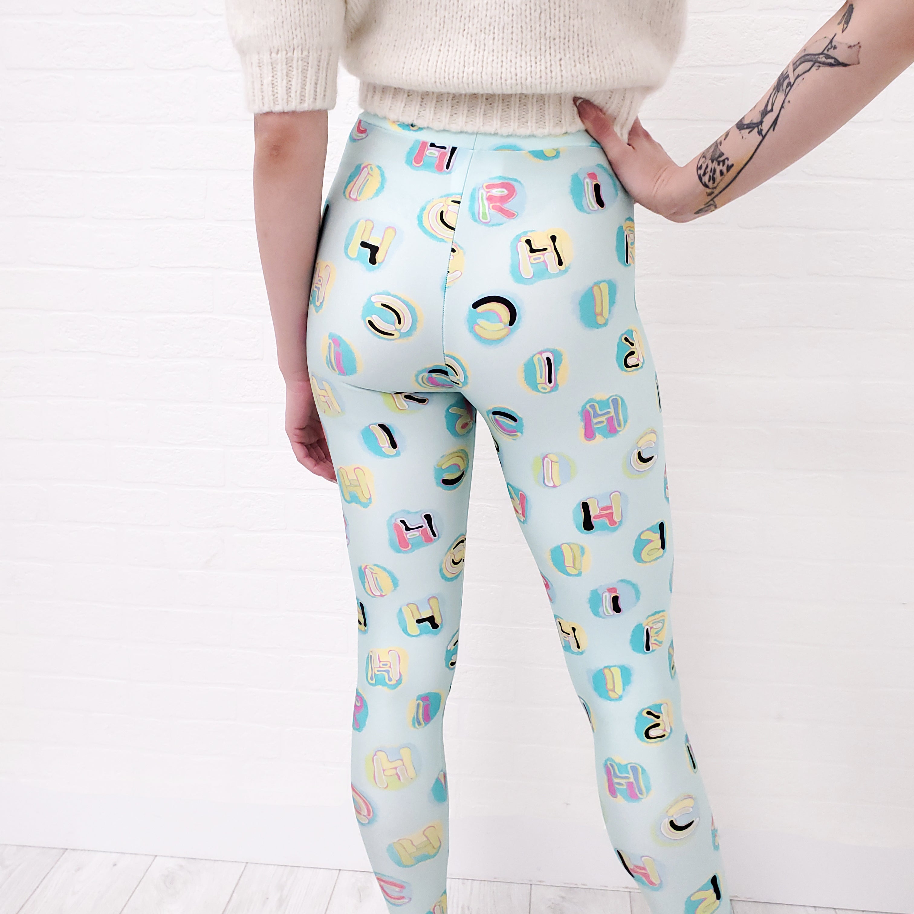 ALESSANDRA RICH GRAPHIC LEGGINGS - SIZE 38