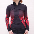 GIVENCHY RED AND BLACK NEOPRENE ZIP UP JUMPER - SIZE 36