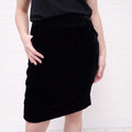 CHANEL BLACK VELVET SKIRT WITH LOGO - SIZE 40