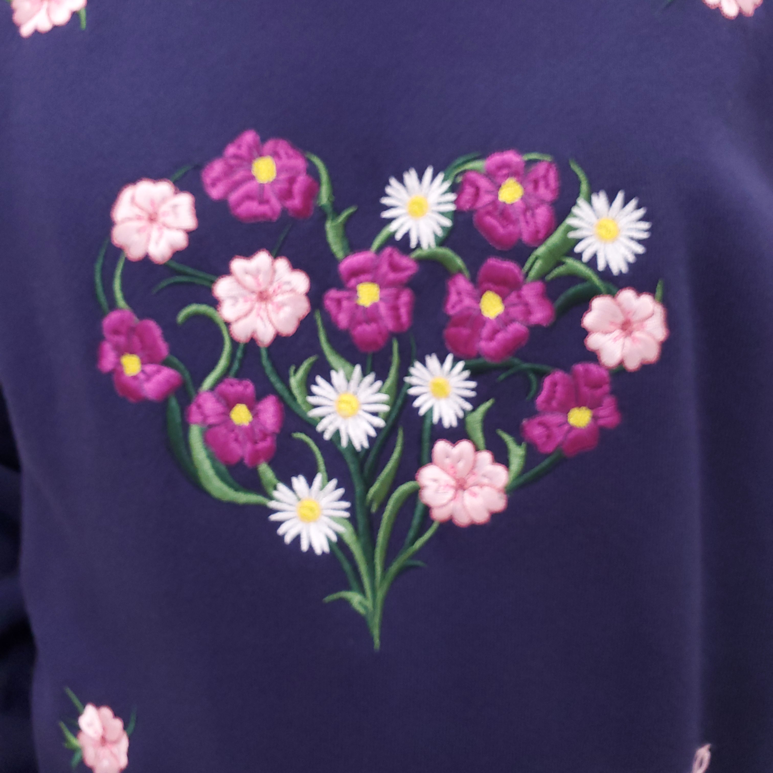 ALESSANDRA RICH EMBROIDERED NAVY SWEATER - SIZE S