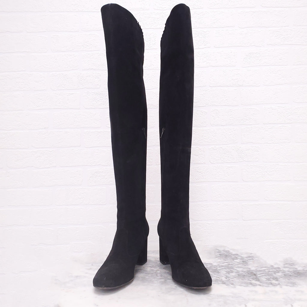 SAINT LAURENT BLACK KNEE BOOTS - SIZE 38.5