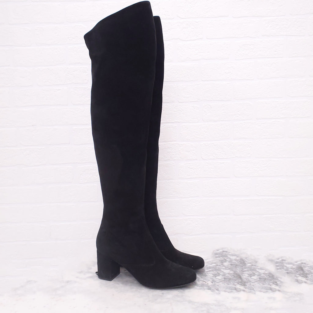 SAINT LAURENT BLACK KNEE BOOTS - SIZE 38.5