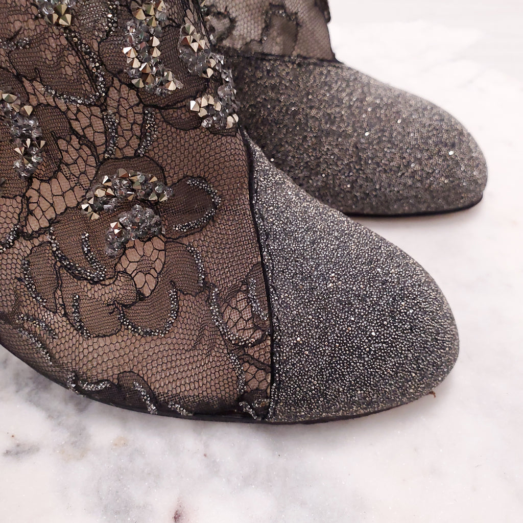 VALENTINO LACE SEQUIN BOOTIES - SIZE 40