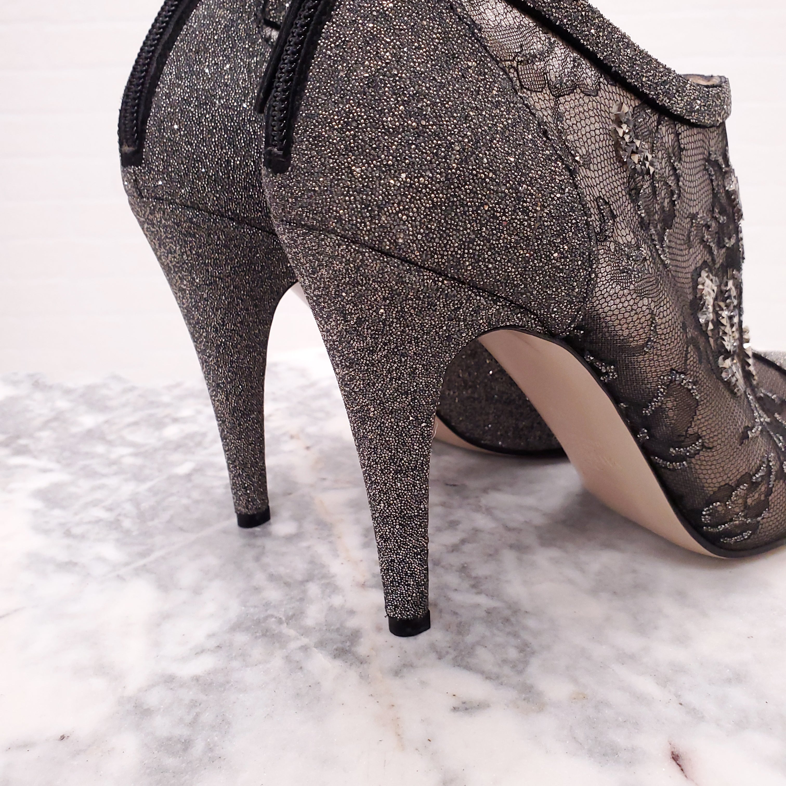 VALENTINO LACE SEQUIN BOOTIES - SIZE 40