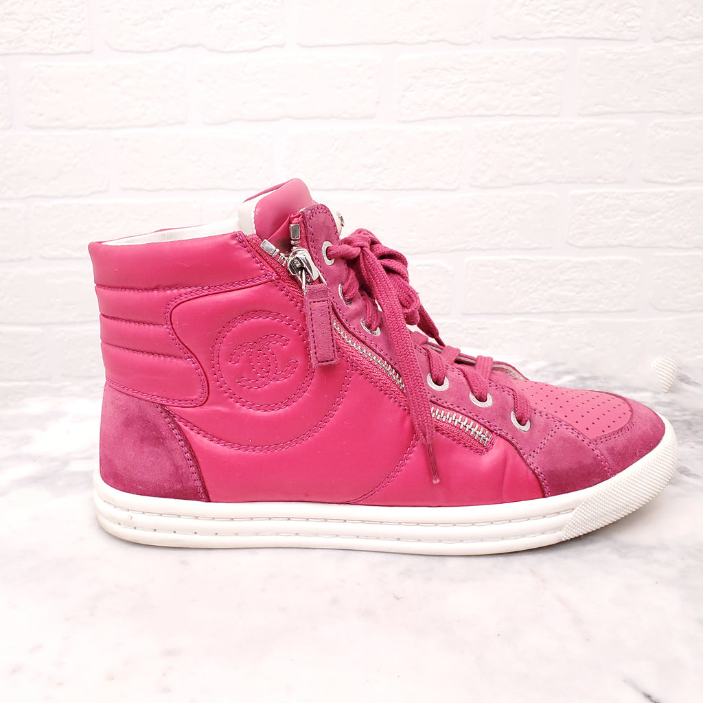 Pink high top sales chanel sneakers