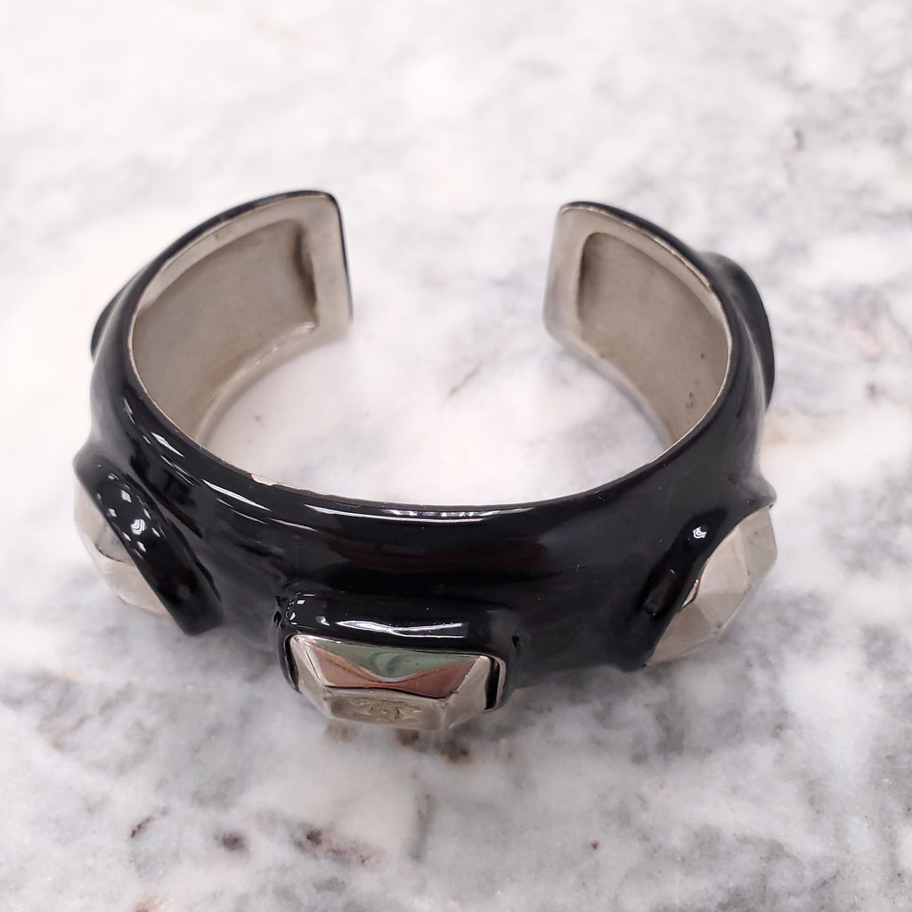 CHANEL VINTAGE BLACK ENAMEL CUFFS