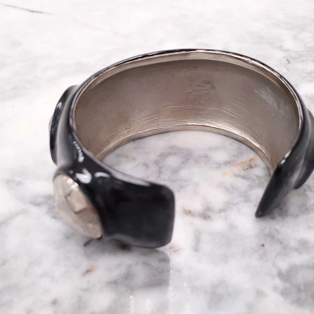 CHANEL VINTAGE BLACK ENAMEL CUFFS