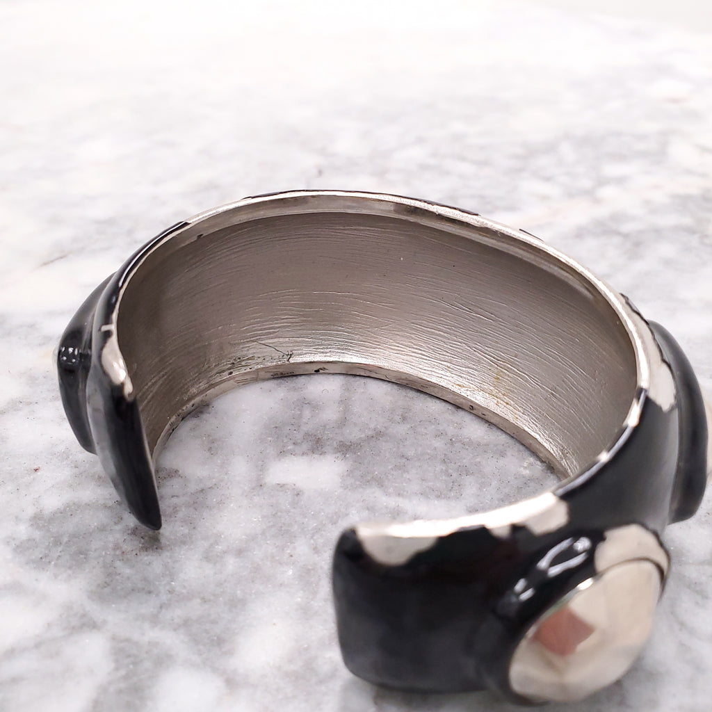 CHANEL VINTAGE BLACK ENAMEL CUFFS