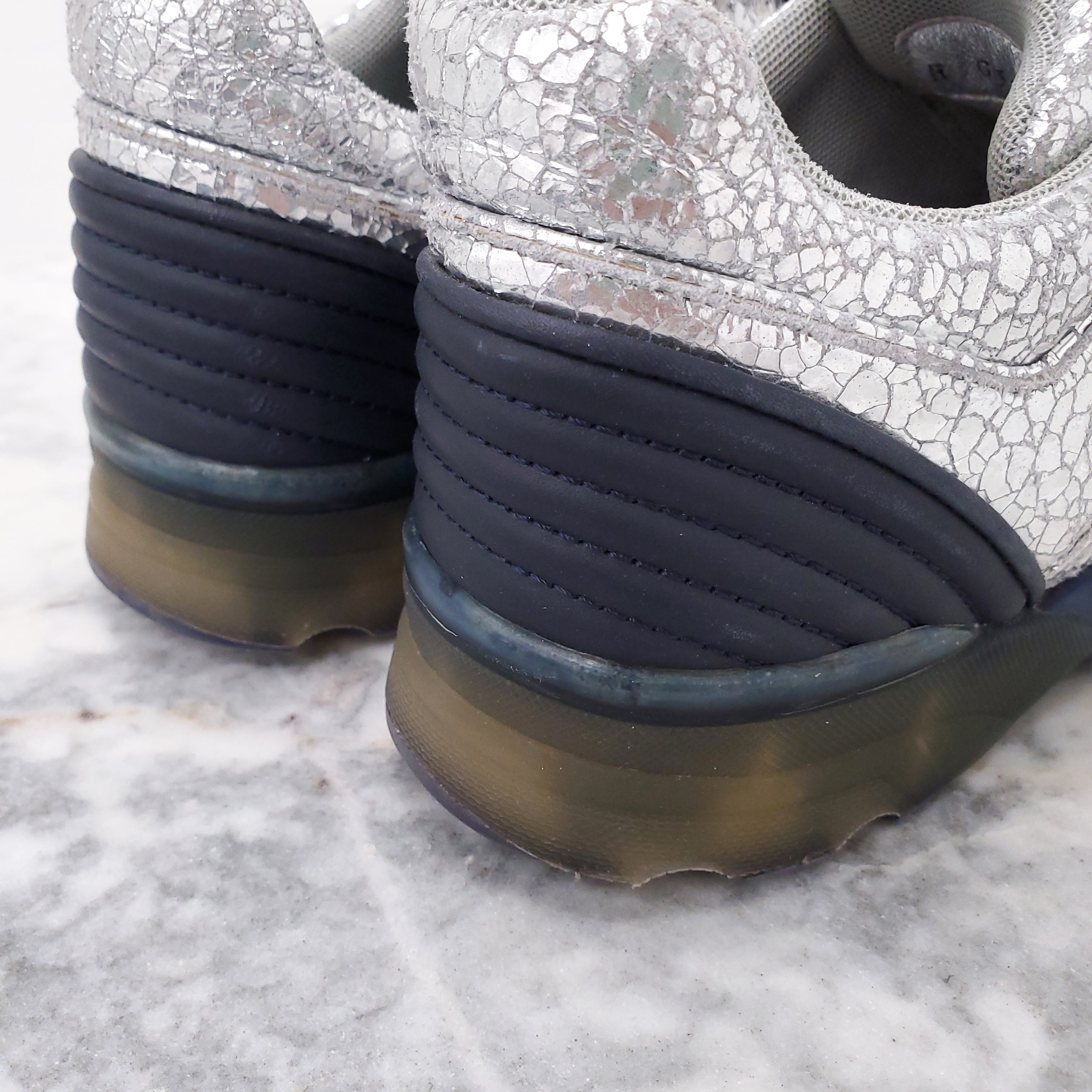CHANEL SILVER SNEAKERS - SIZE 37.5