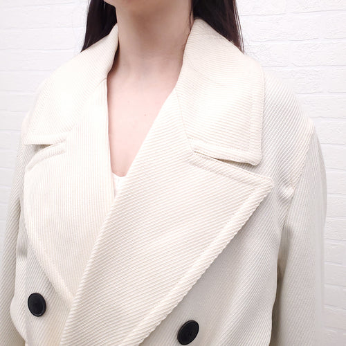 AMI IVORY DOUBLE BREASTED COAT - SIZE L