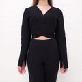 CHANEL BLACK WRAP JACKET - SIZE 36