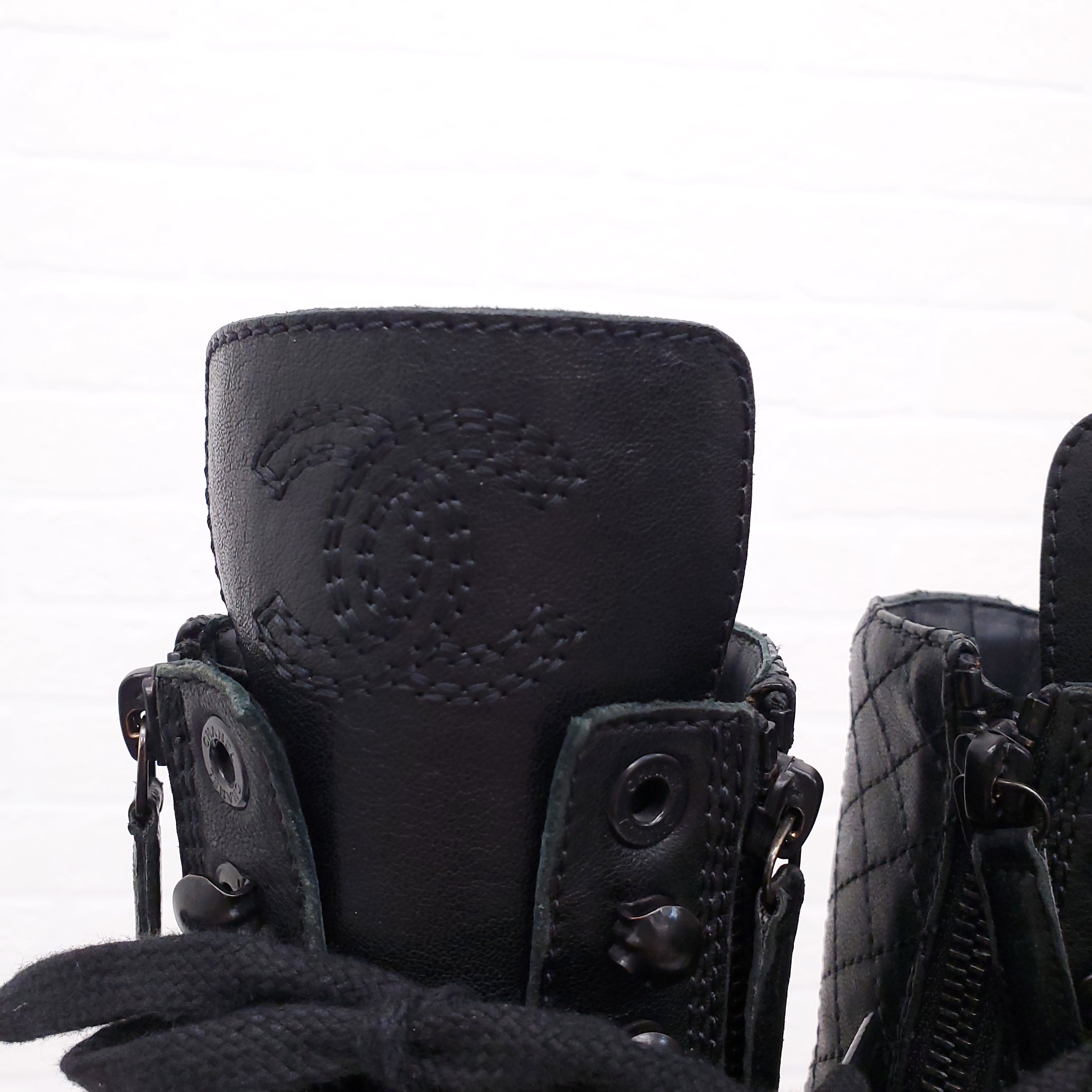 CHANEL MOTORCYCLE BOOTS - SIZE 36