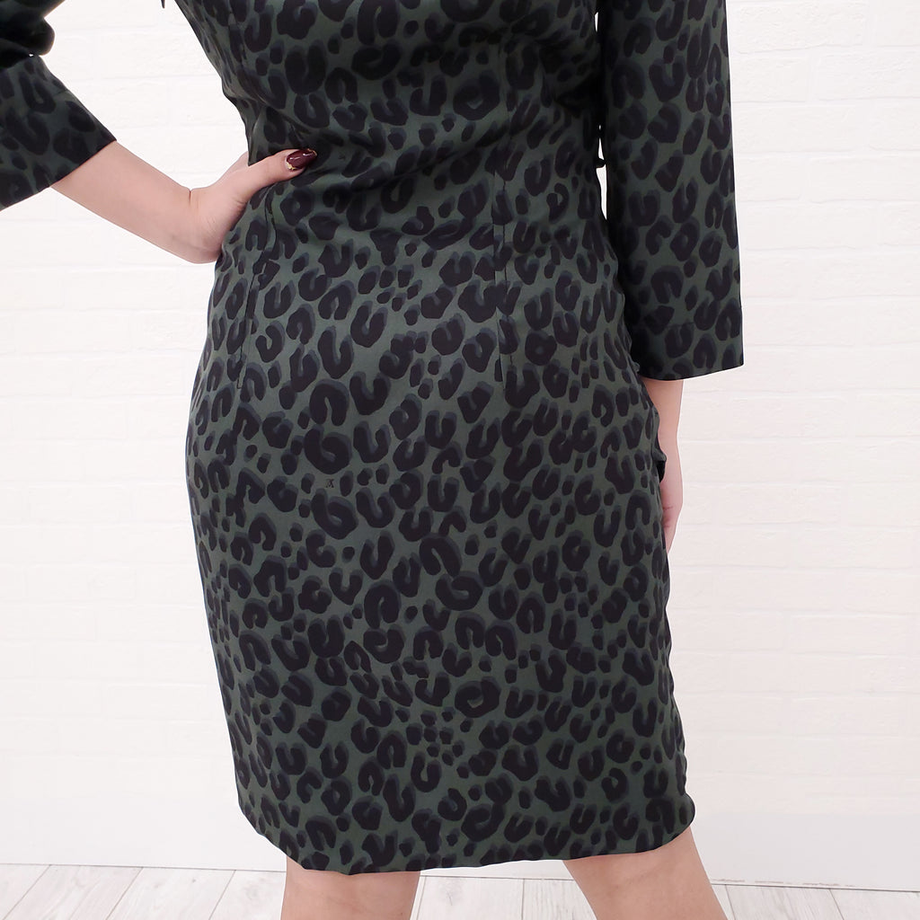 LOUIS VUITTON LEOPARD GREEN DRESS - SIZE 36