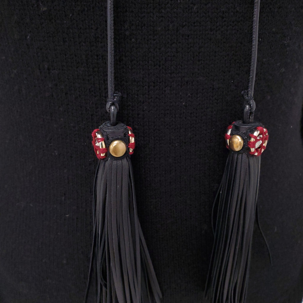 GUCCI BLACK SWEATER WITH TASSEL DETAIL - SIZE M