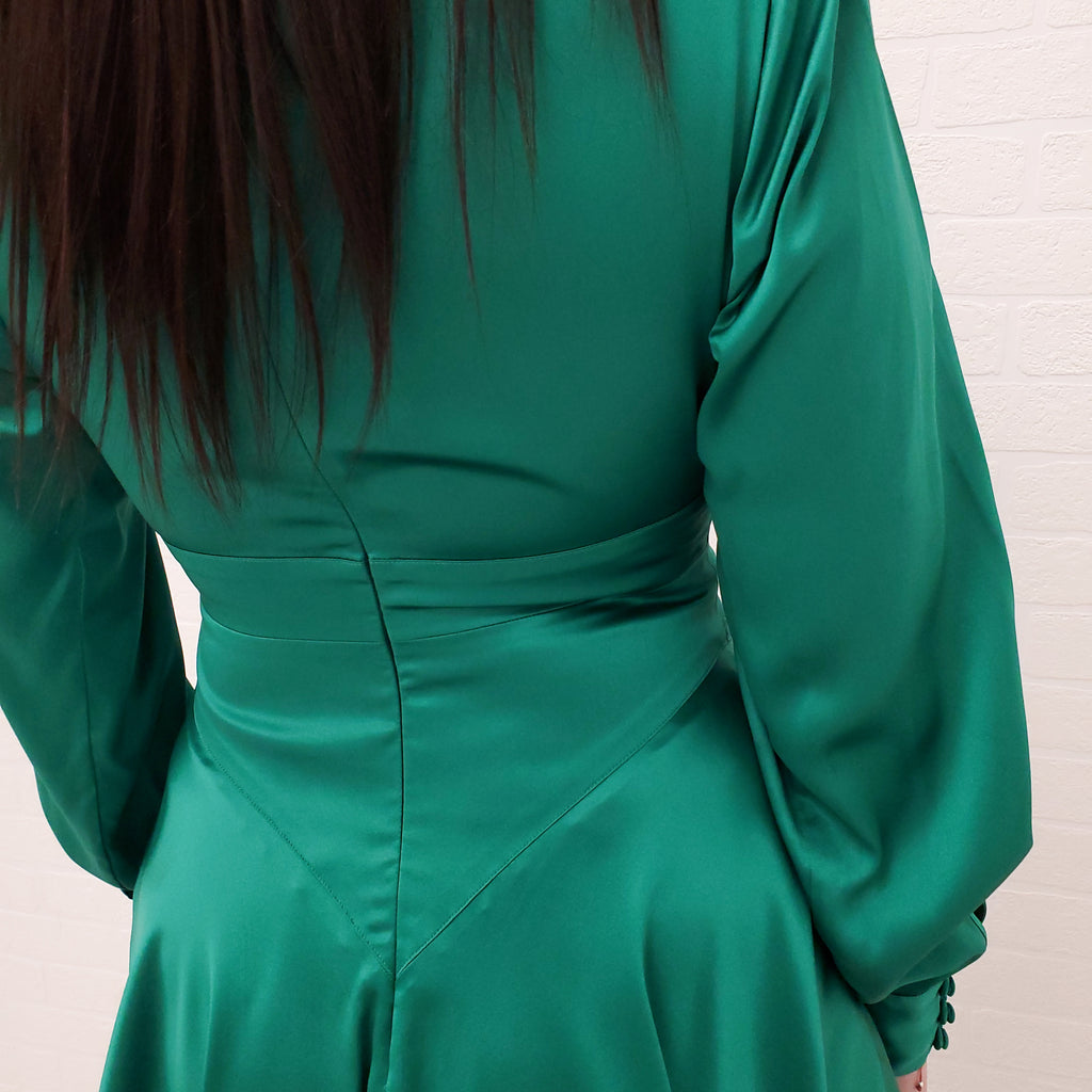 ALESSANDRA RICH GREEN DRESS WITH BOW - SIZE 40