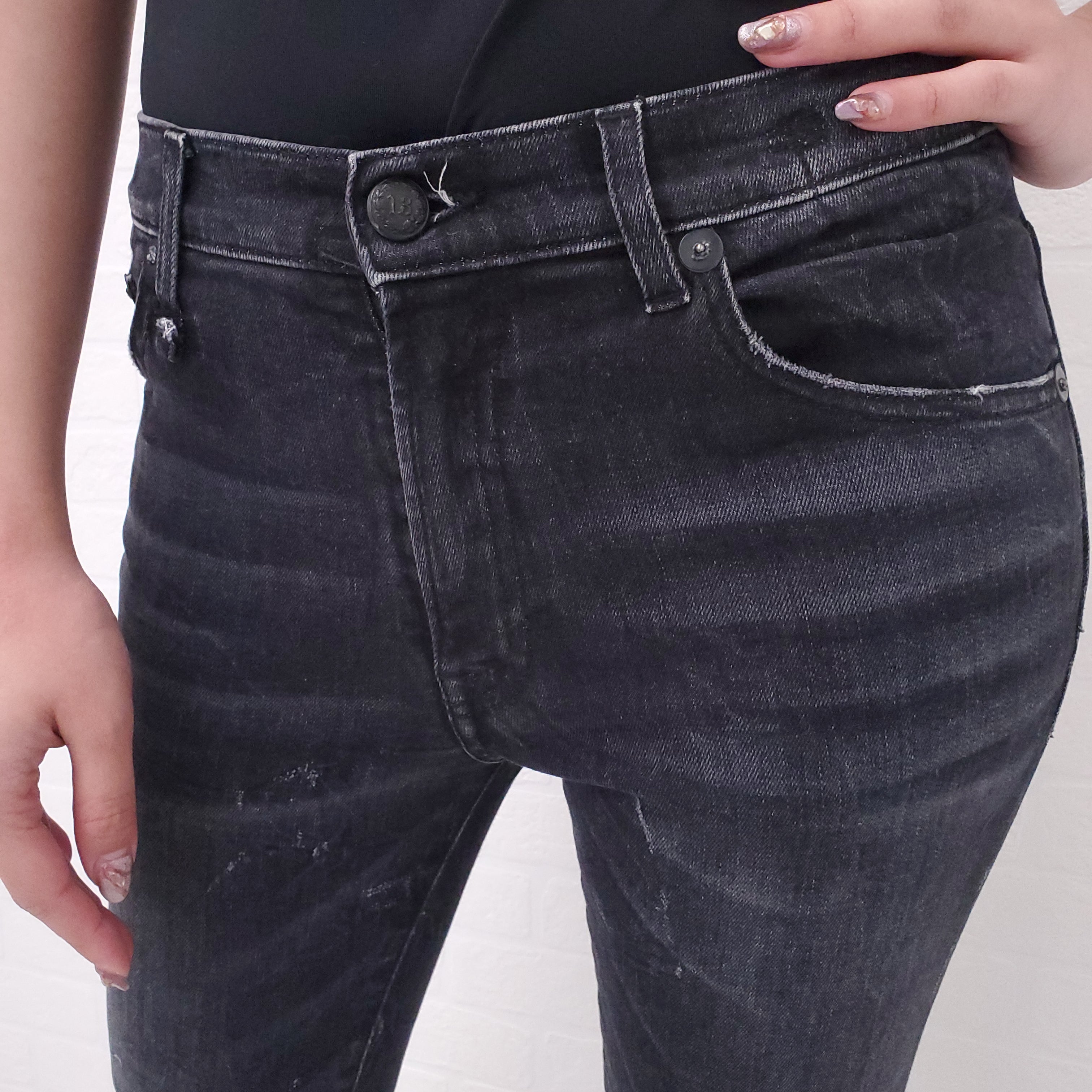 R13 BLACK DENIM JEANS - SIZE 28