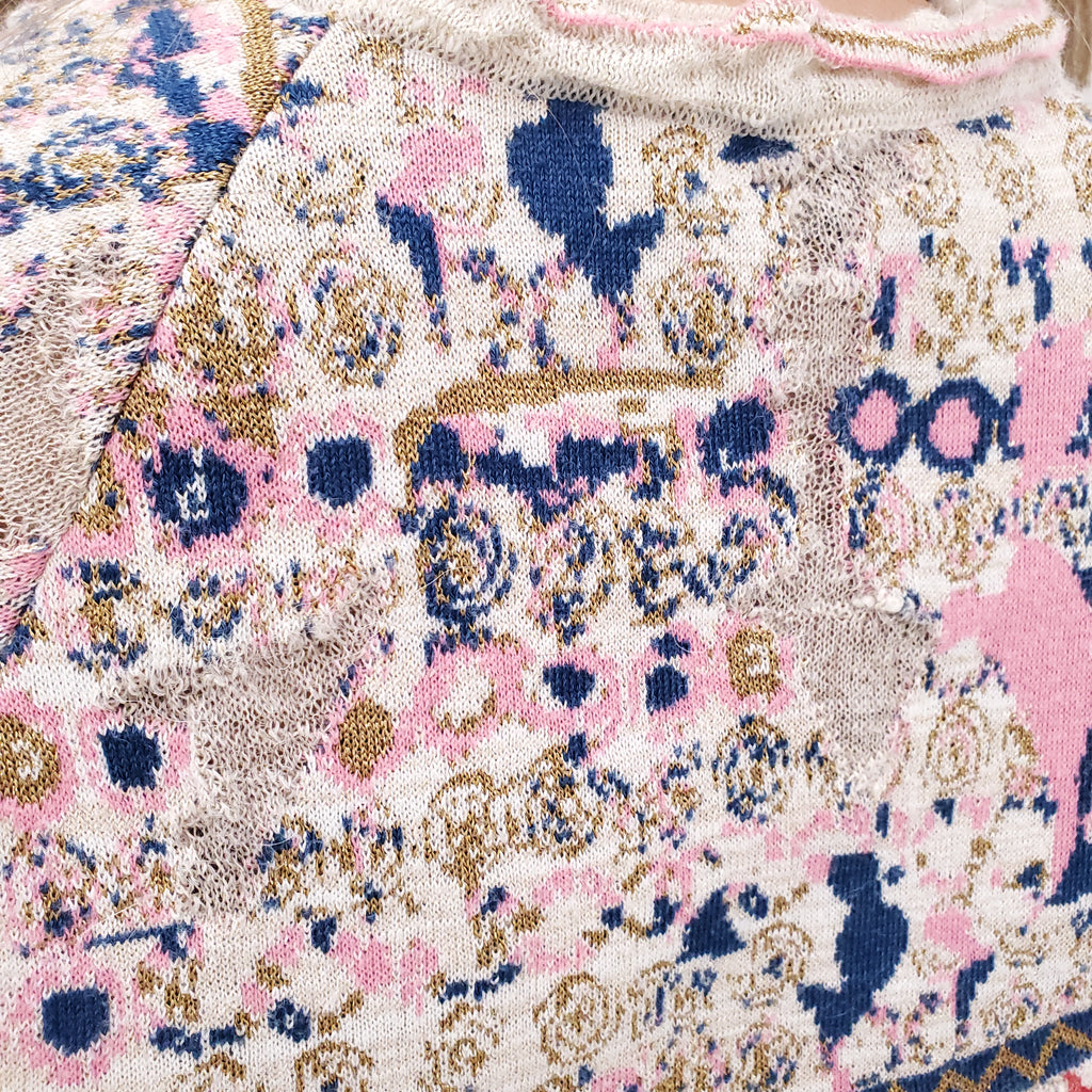 CHANEL KNIT PATTERNED SWEATER - SIZE 36