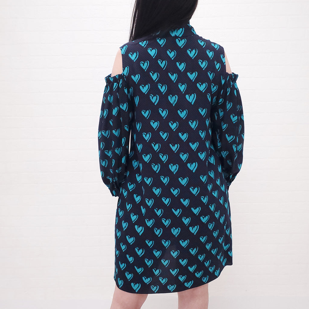 FENDI HEART PRINT SILK DRESS - SIZE 42