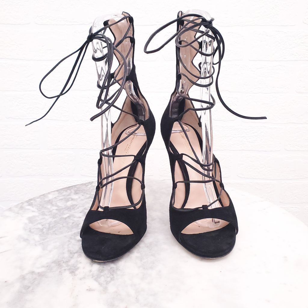 GIANVITO ROSSI SUEDE LACE UP HEELS - SIZE 39