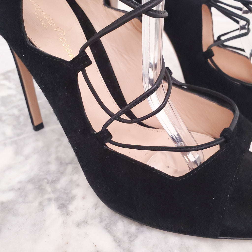 GIANVITO ROSSI SUEDE LACE UP HEELS - SIZE 39