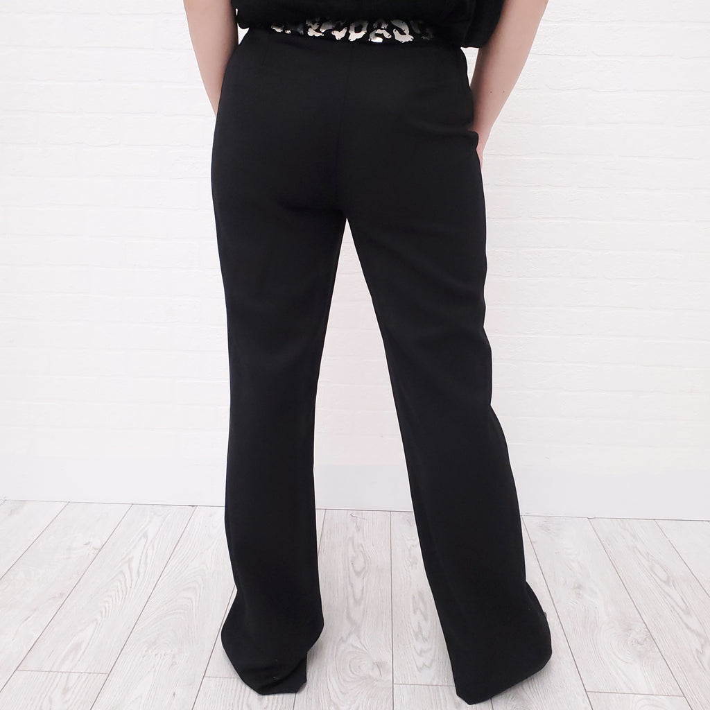GIANNI VERSACE BLACK PANTS WITH LEOPARD HARDWARE - SIZE 42