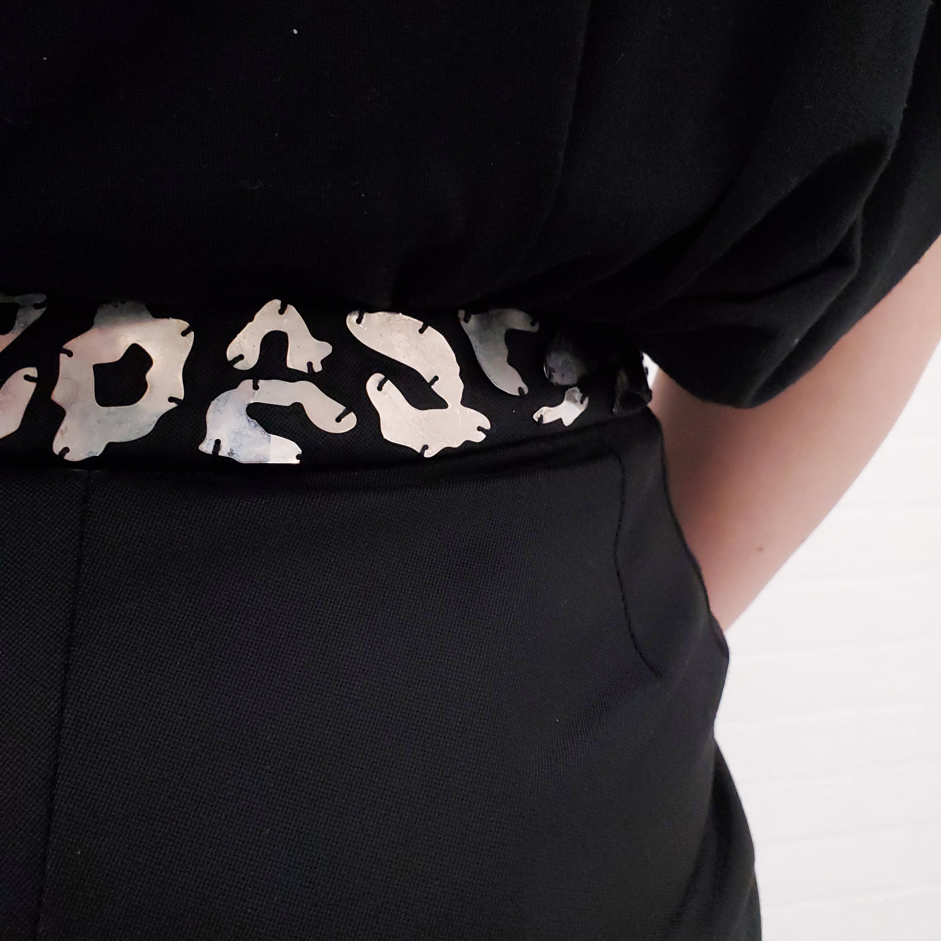 GIANNI VERSACE BLACK PANTS WITH LEOPARD HARDWARE - SIZE 42