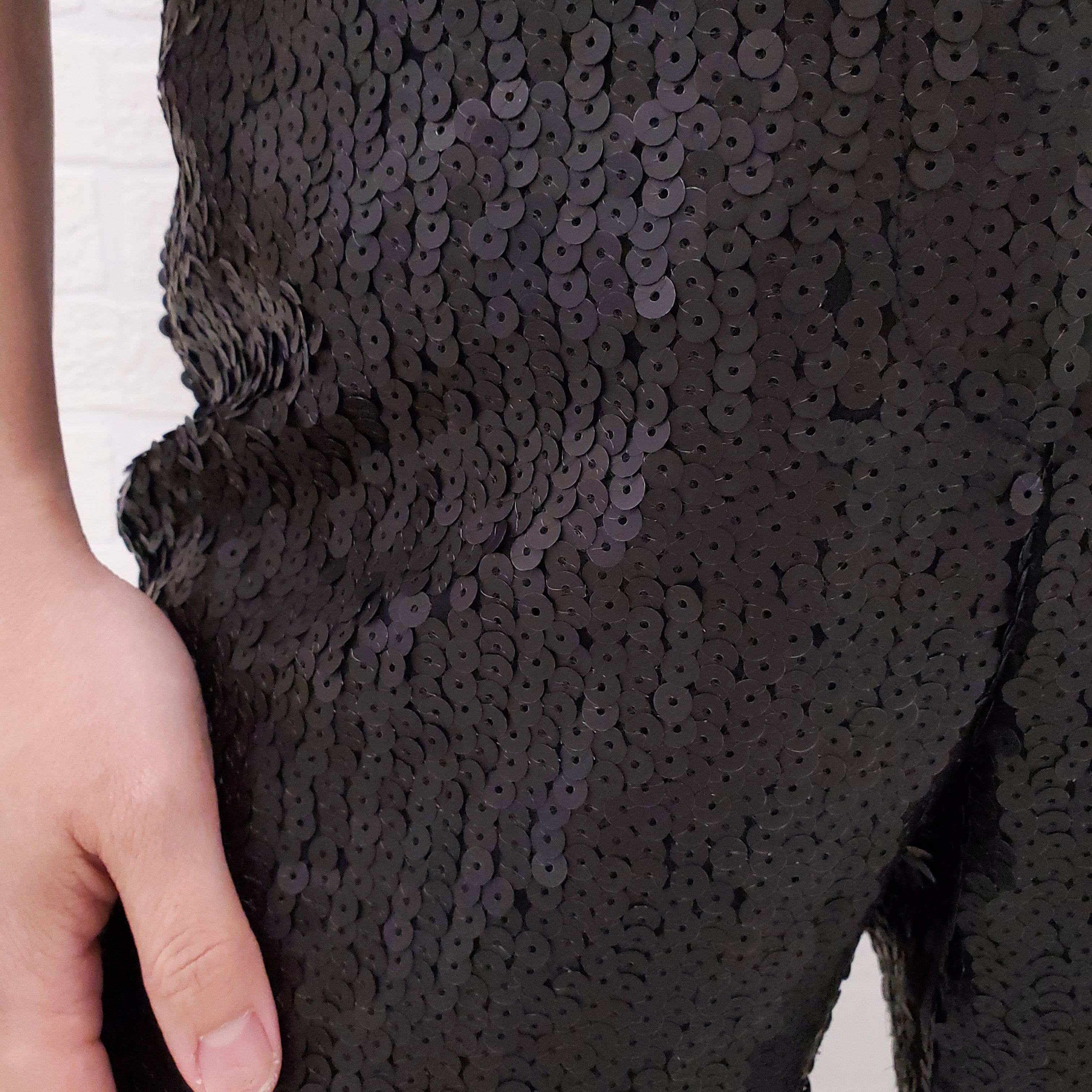 GIANNI VERSACE BLACK SEQUIN PANTS - SIZE 8