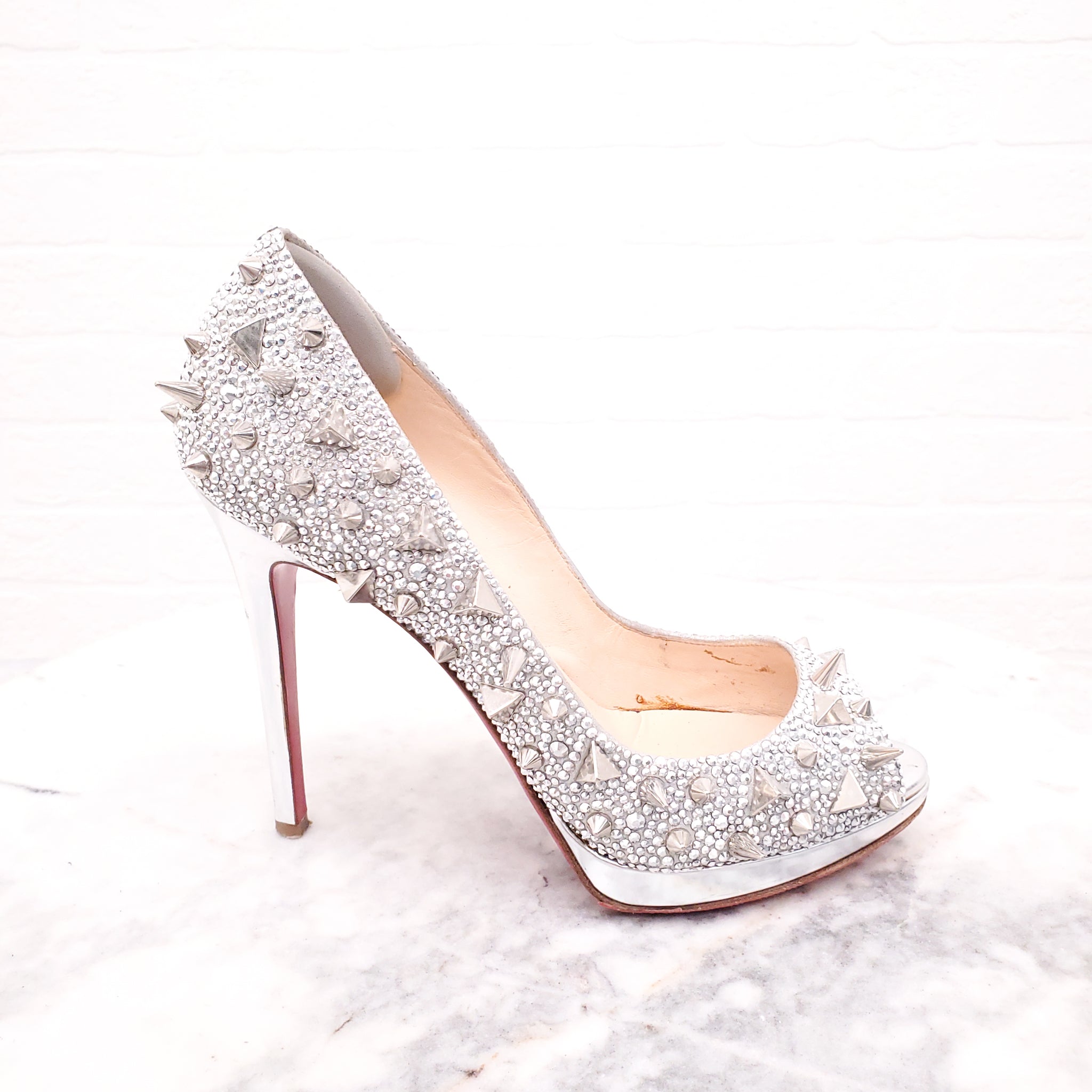 Christian louboutin heels silver best sale