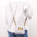 DOLCE & GABBANA SILVER LEATHER MINI PURSE WITH GOLD LOGO