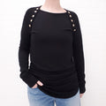 BALMAIN BLACK TUNIC TOP WITH GOLD BUTTONS - SIZE 40