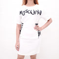 MOSCHINO WHITE LACE UP LOGO DRESS - SIZE 36