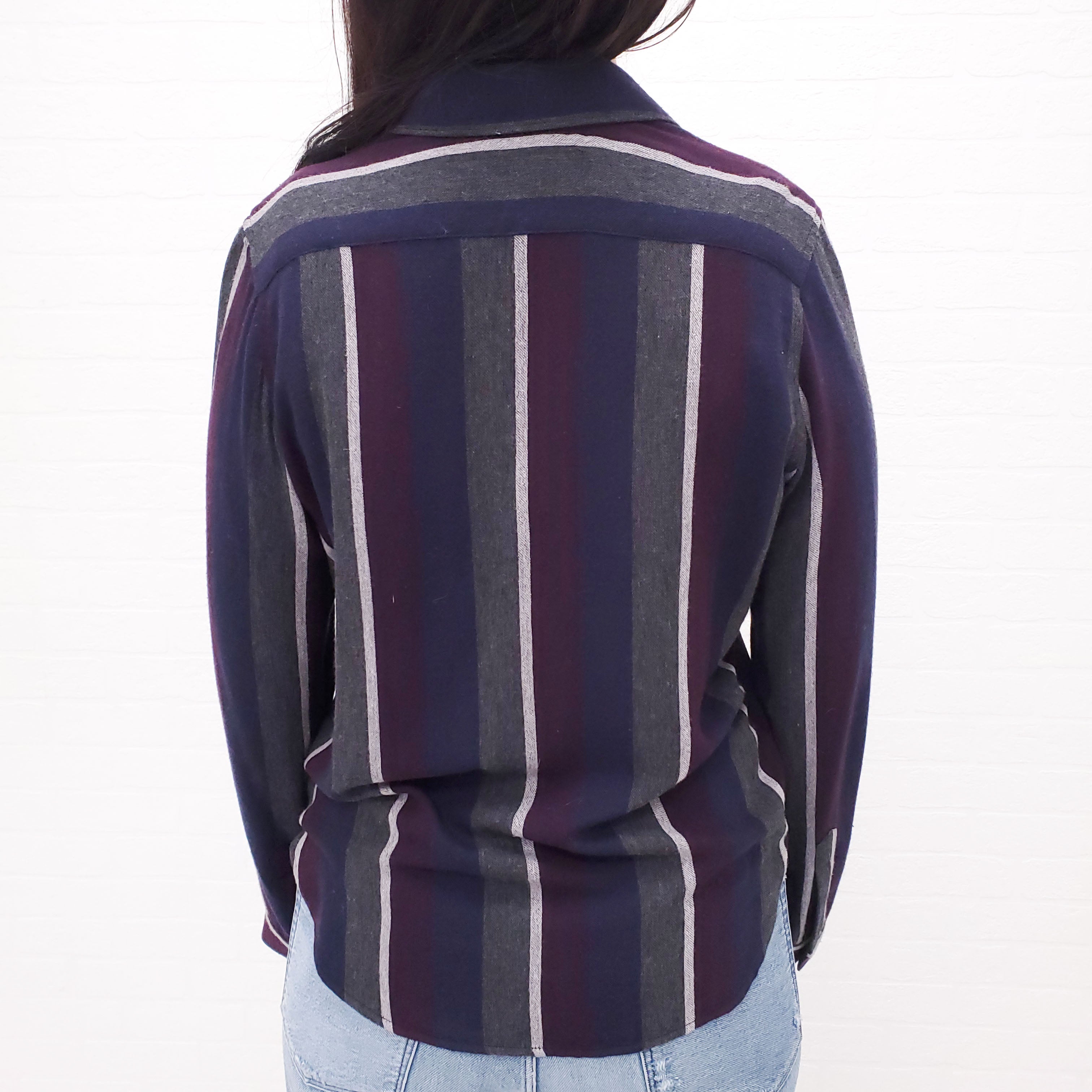 SMYTHE NAVY STRIPE SHIRT - SIZE M