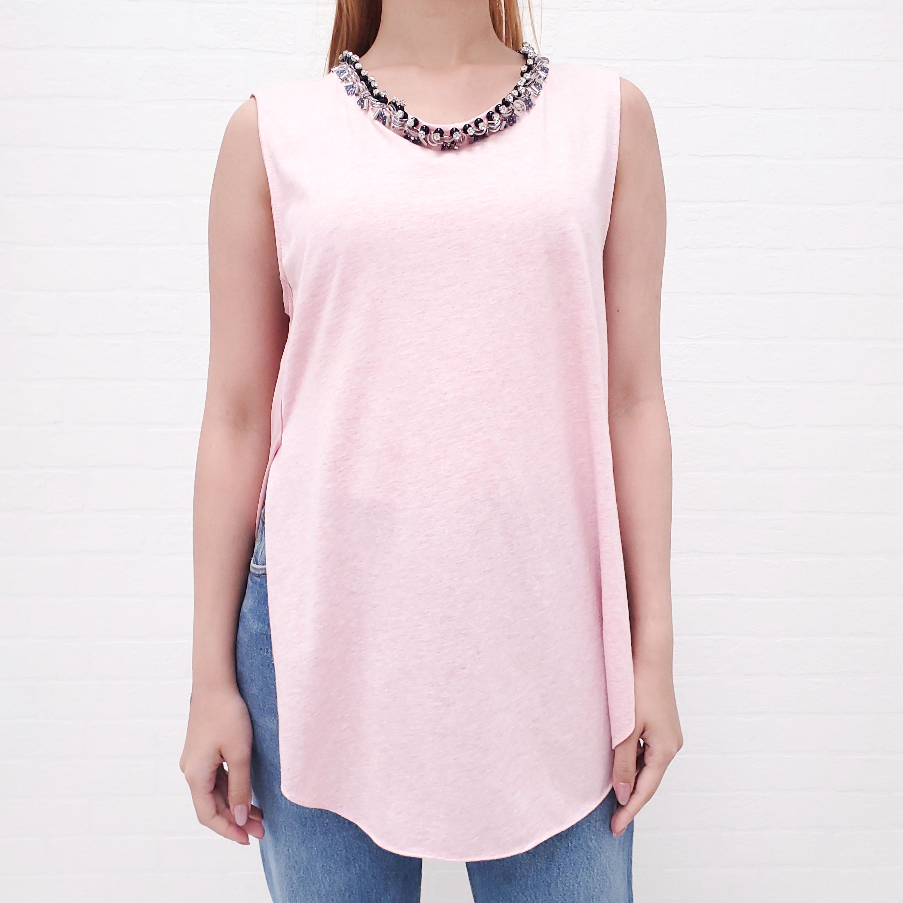 3.1 PHILLIP LIM PINK EMBELLISHED TANK TOP - SIZE 4