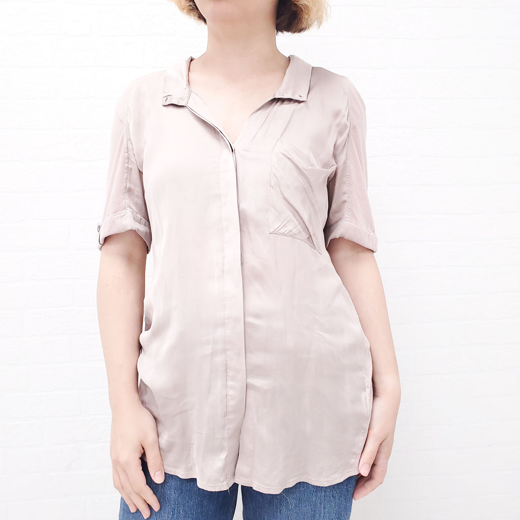 HELMUT LANG PINK SILK BLOUSE - SIZE M