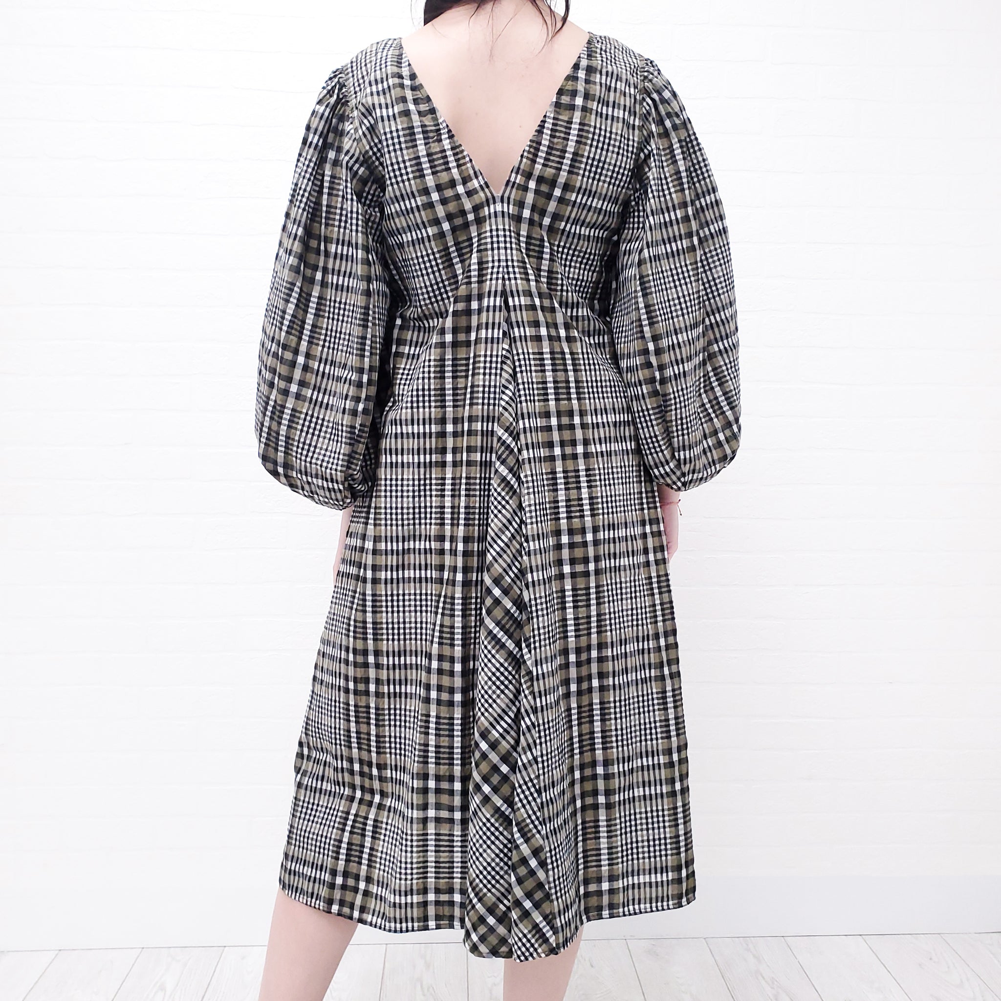 Ganni plaid dress hotsell